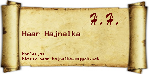Haar Hajnalka névjegykártya